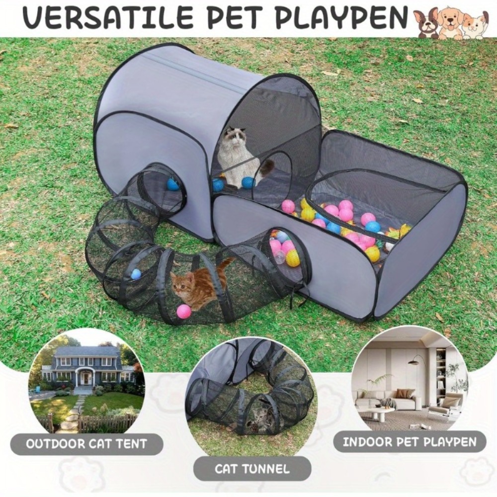 Foldable Cat Tent with Tunnel, - огляд і ціна Outdoor Camping Dog Fence