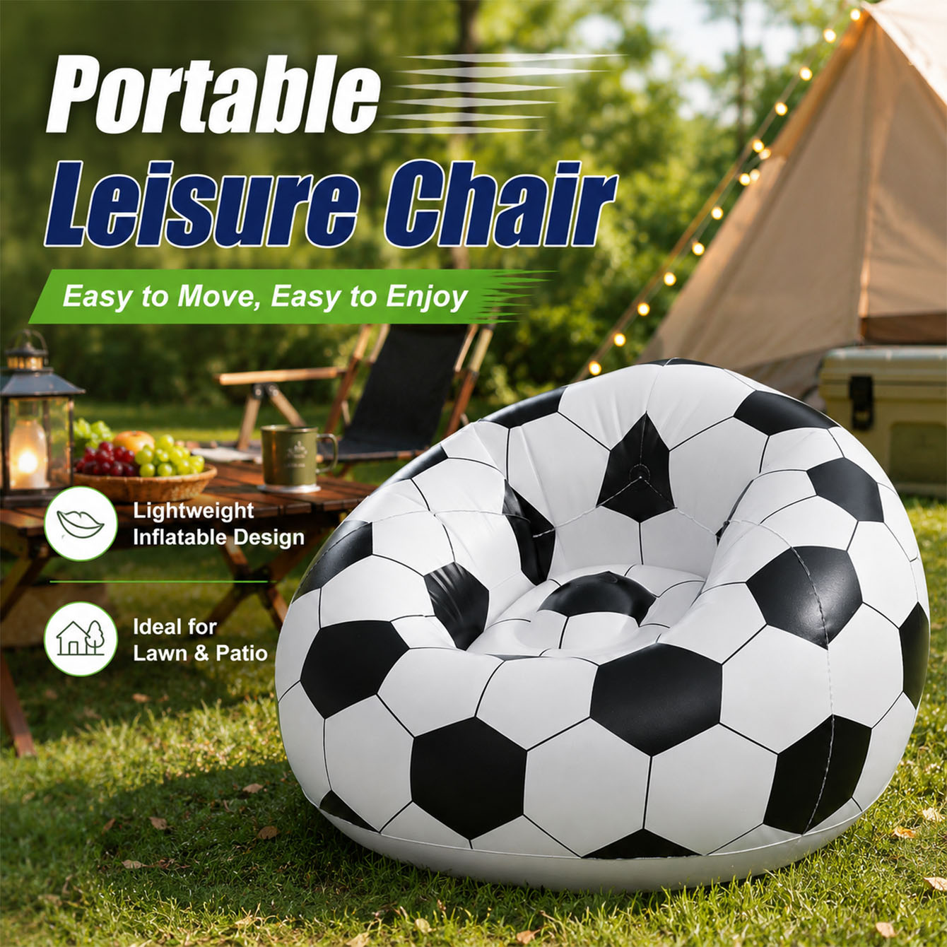 1PC Large Lazy Inflatable Sofa - огляд і ціна Outdoor Camping Couch