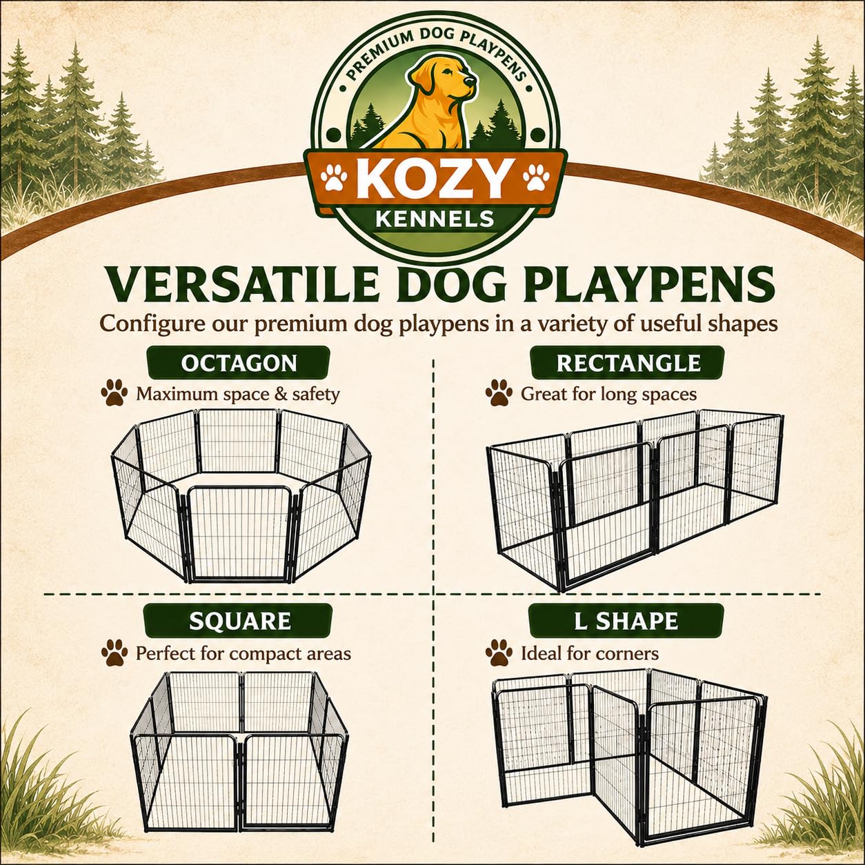 32'' 8 Panels Heavy Duty Dog P - огляд і ціна Outdoor Camping Dog Fence