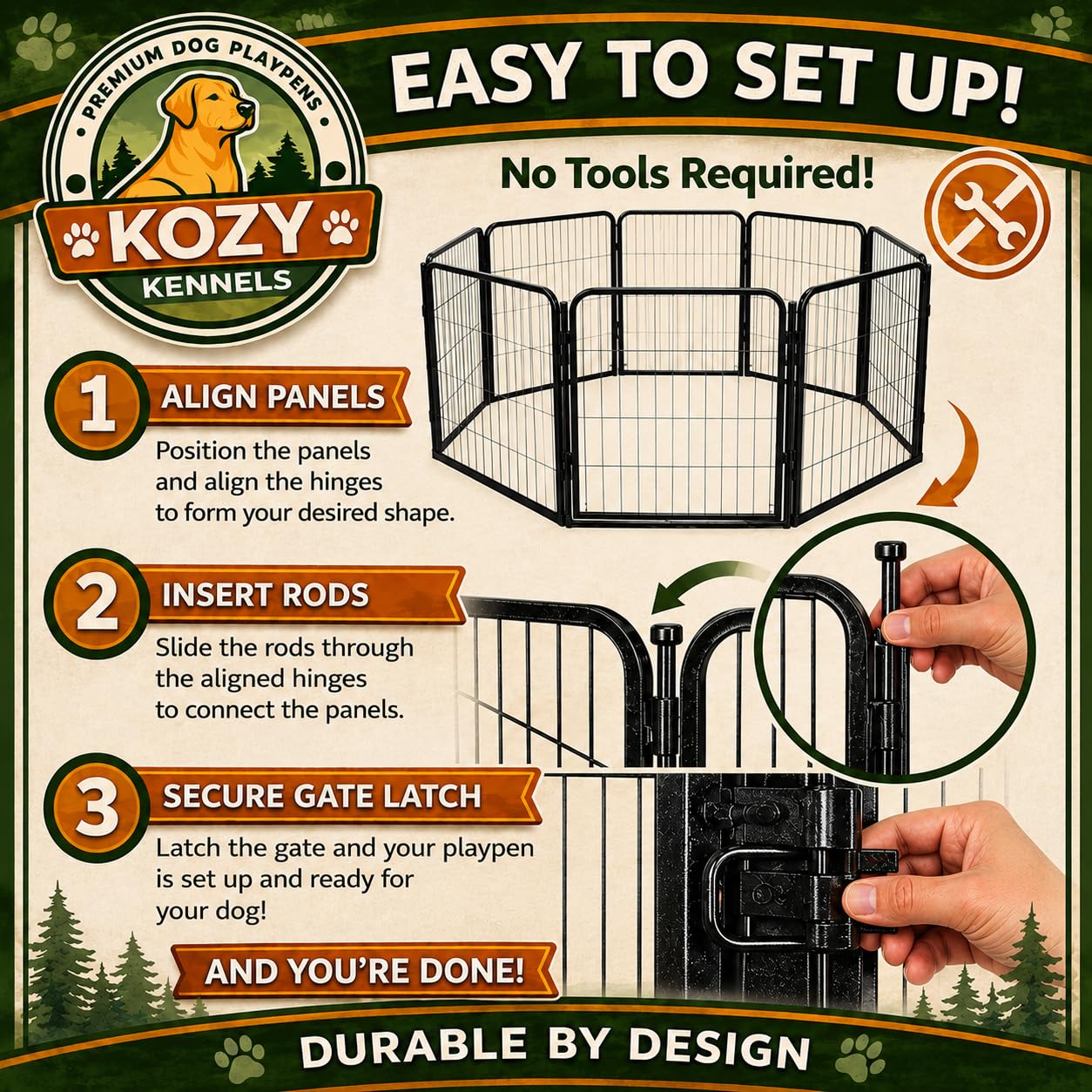 32'' 8 Panels Heavy Duty Dog P - огляд і ціна Outdoor Camping Dog Fence